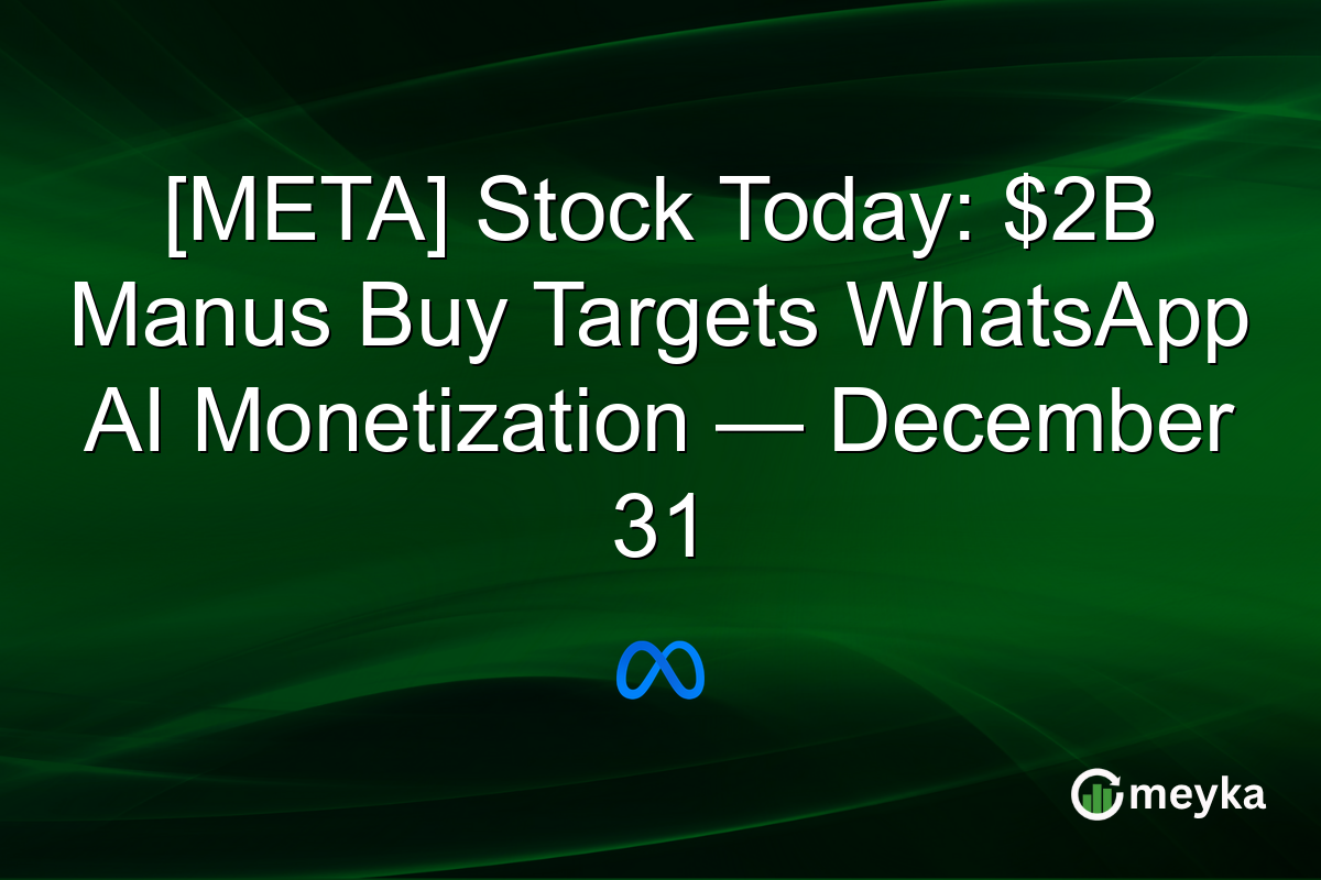 [META] Stock Today: $2B Manus Buy Targets WhatsApp AI Monetization — December 31