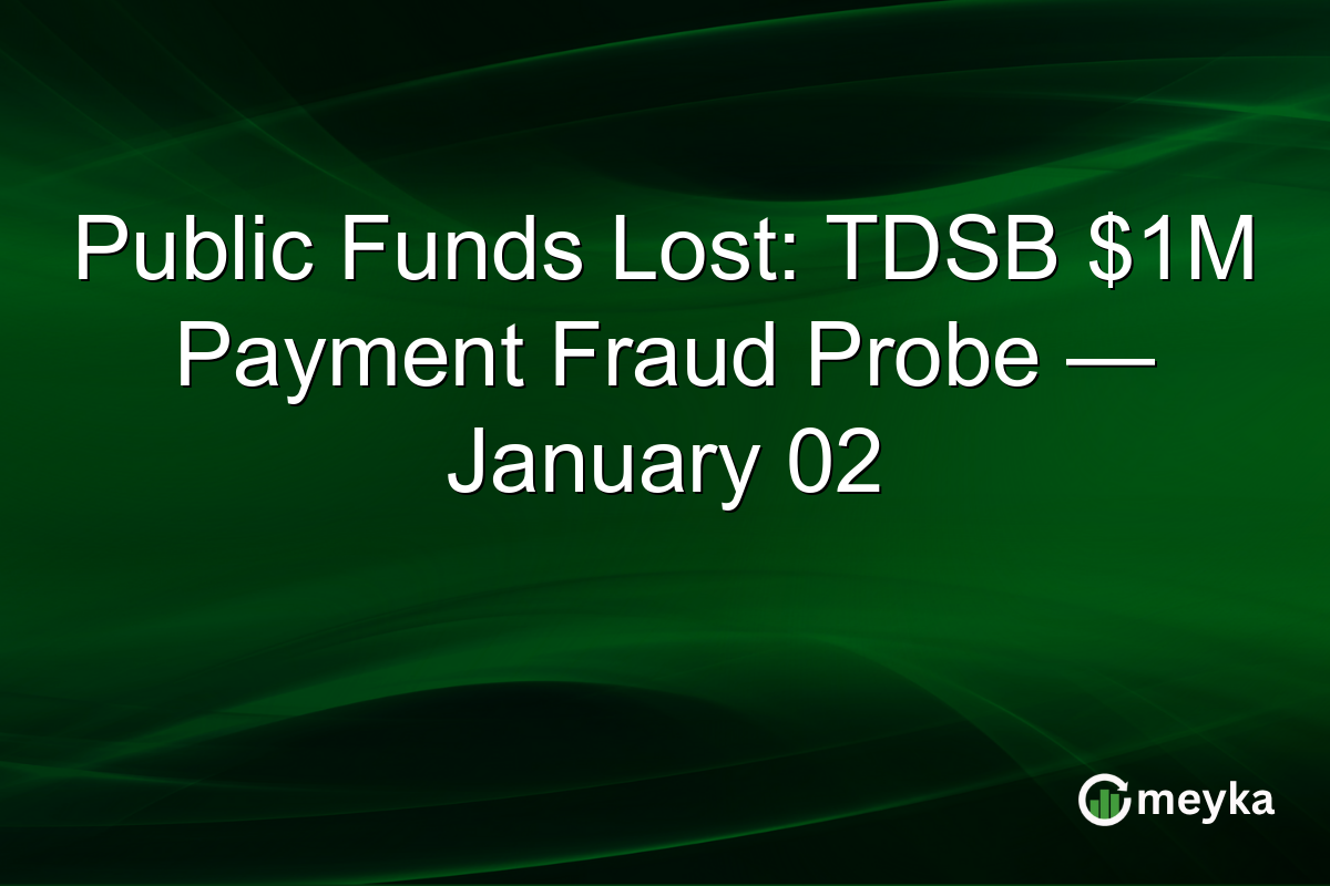 Public Funds Lost: TDSB $1M Payment Fraud Probe — January 02